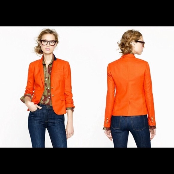 J. Crew Orange Blazer with Gold Buttons. - Picture 2 of 8